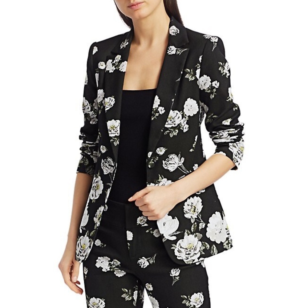 Alice & Olivia black floral blazer